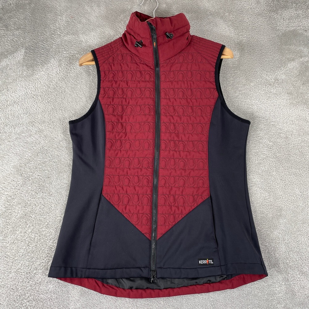 Kerrits Quilted Horseshoe Vest Womens Medium Red Black Equestrian Riding Puffer